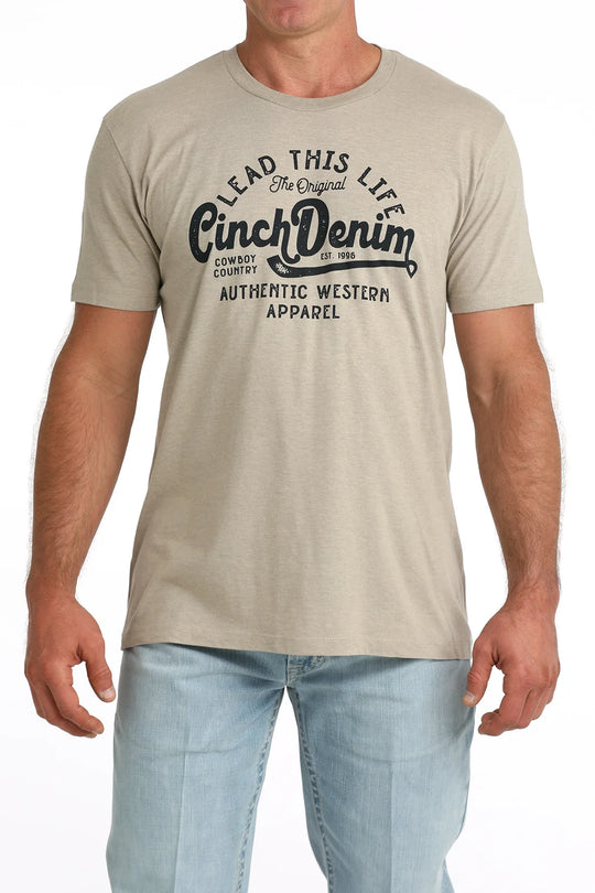 Cinch - Men's Khaki Black Logo Tee