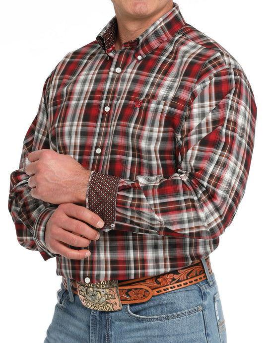 Cinch - Mens Maroon Plaid Arena Shirt