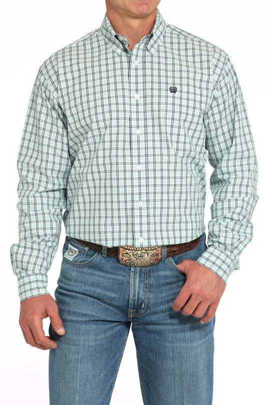 Cinch - Mens Turquoise/Black Plaid Shirt
