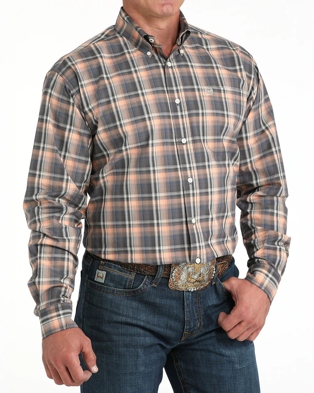 Cinch - Mens Orange/Multi Plaid Arena Shirt