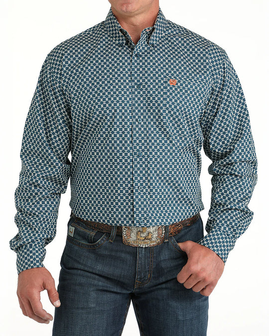 Cinch - Mens Teal Orange Geo Arena Shirt