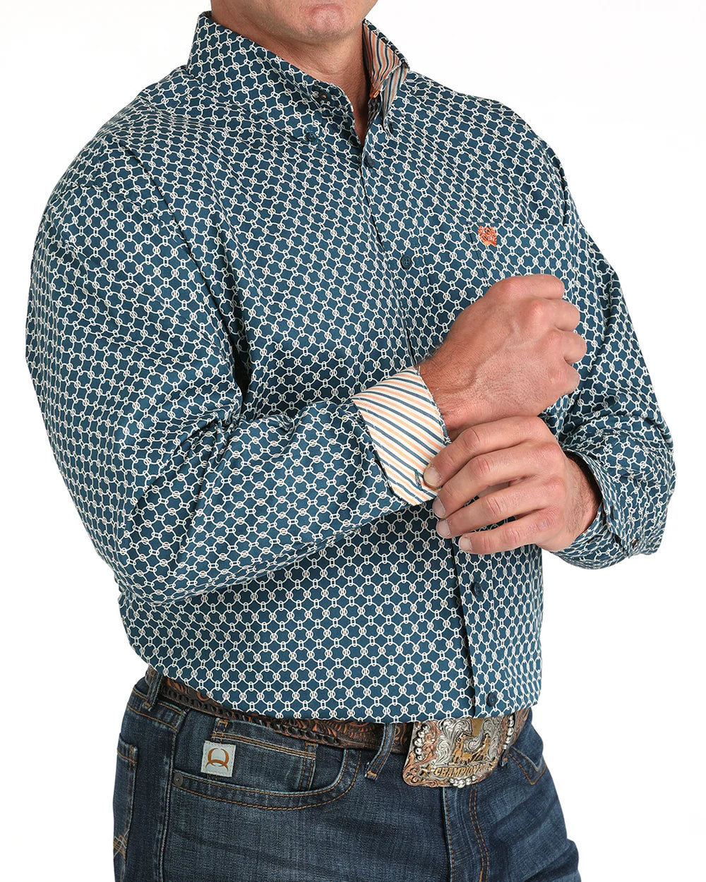 Cinch - Mens Teal Orange Geo Arena Shirt