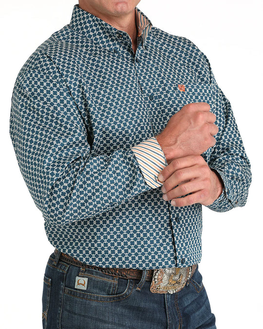 Cinch - Mens Teal Orange Geo Arena Shirt