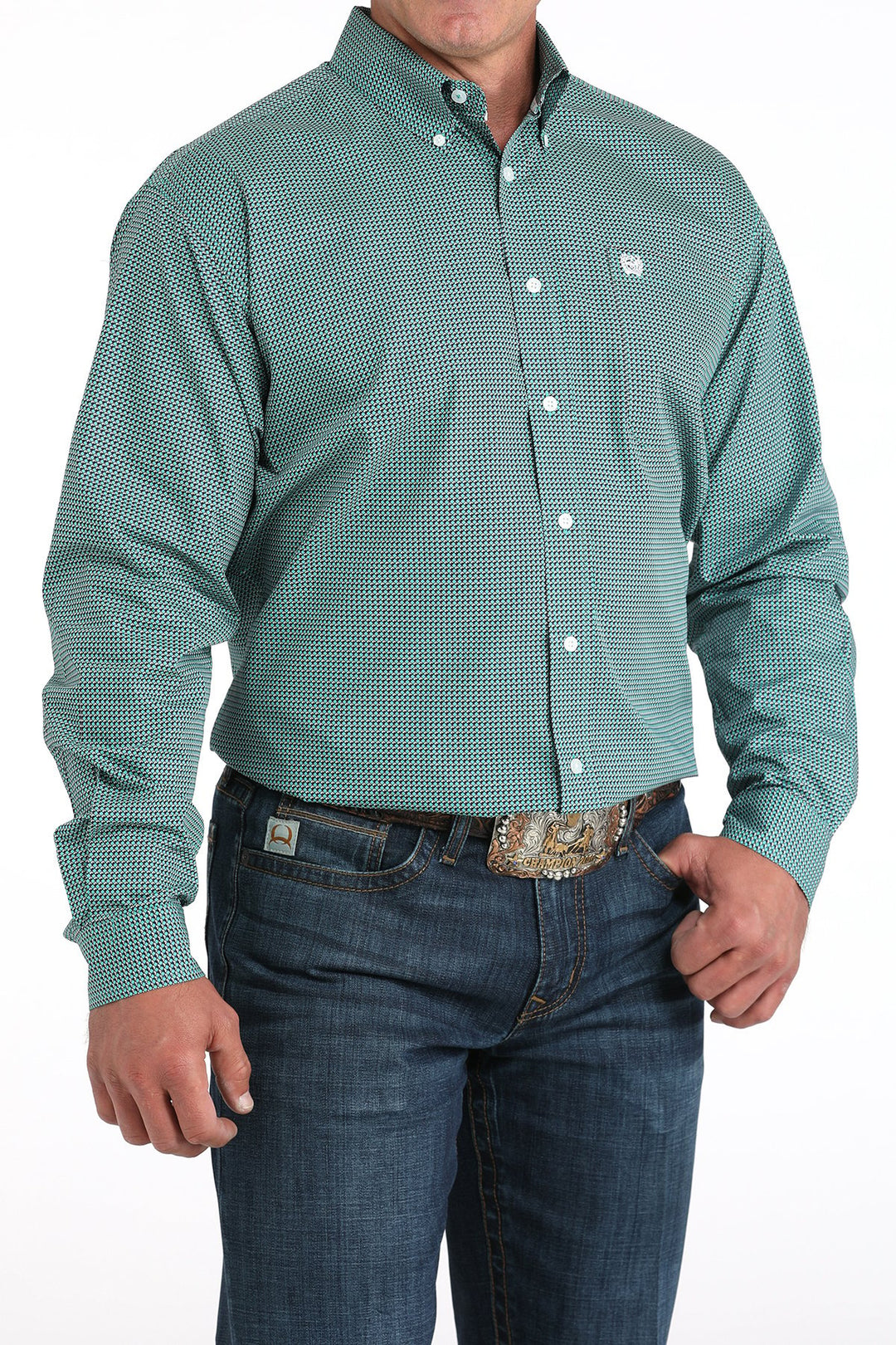 Cinch - Mens Turquoise Print Arena Shirt