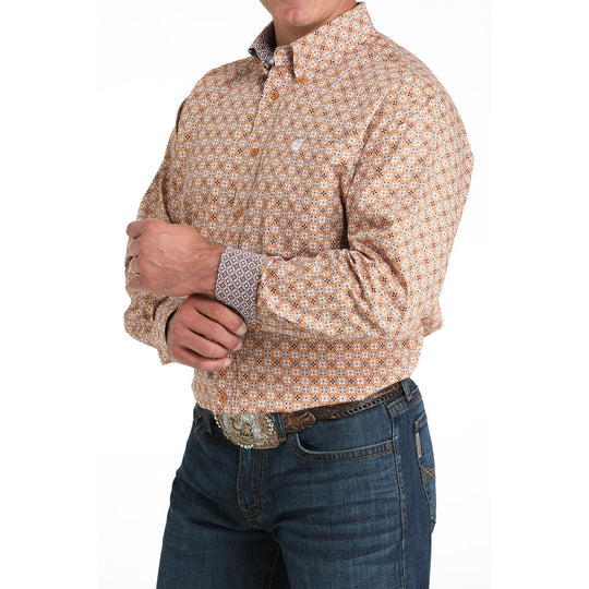 Cinch - Mens Brown With Purple Print Arena Shirt