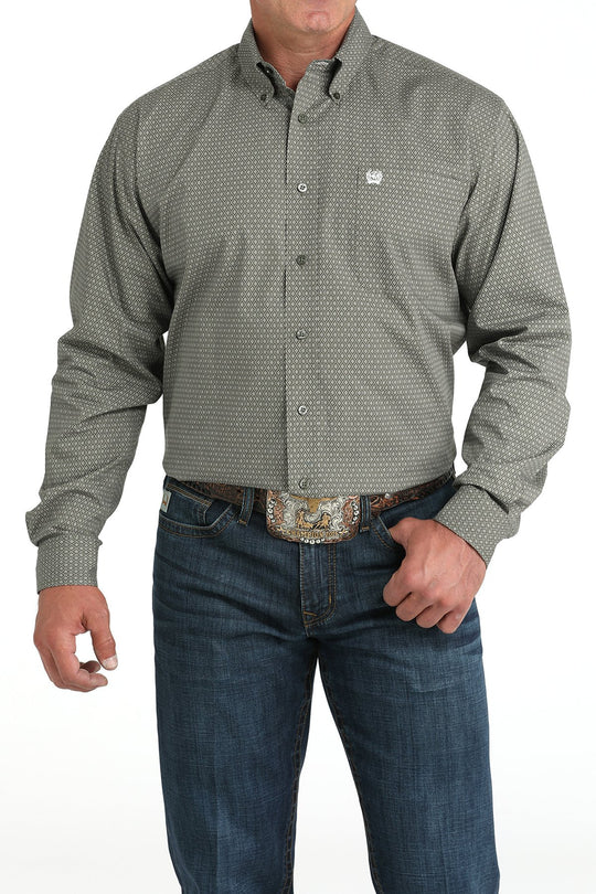 Cinch - Mens Olive Diamond Print Arena Shirt