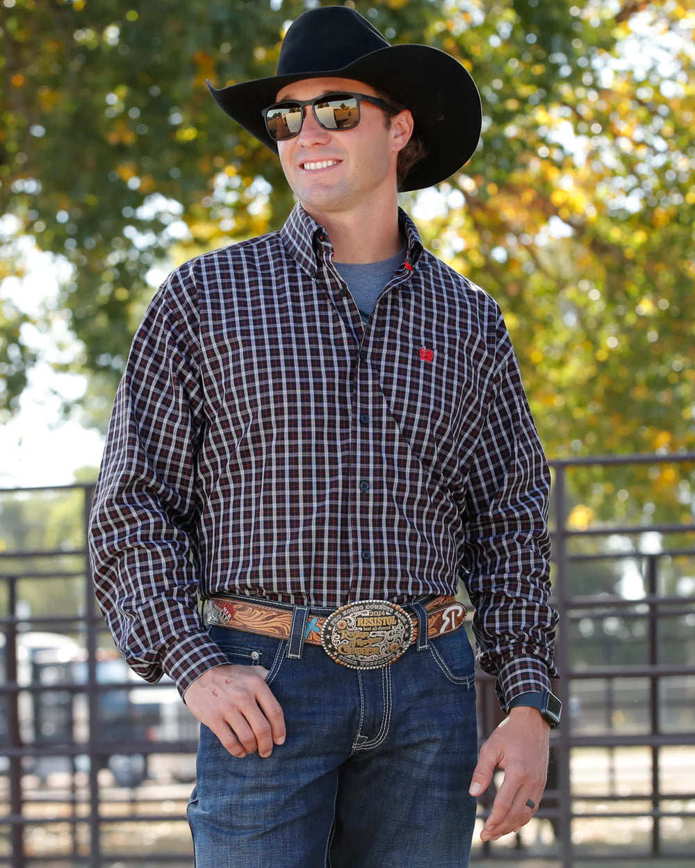 Cinch - Mens Black/Red Check Arena Shirt