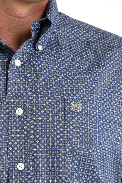 Cinch - Mens Royal Blue Geometric Print Arena Shirt