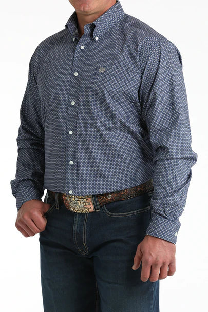 Cinch - Mens Royal Blue Geometric Print Arena Shirt