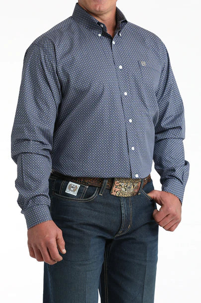 Cinch - Mens Royal Blue Geometric Print Arena Shirt