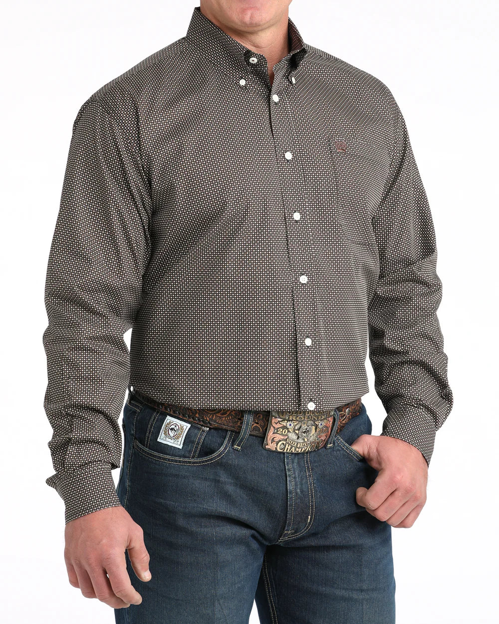 Cinch - Mens Navy/Brown Dot Arena Shirt