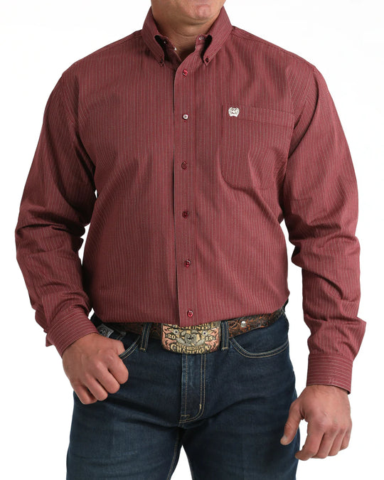 Cinch - Mens Burgundy Plain Weave Arena Shirt