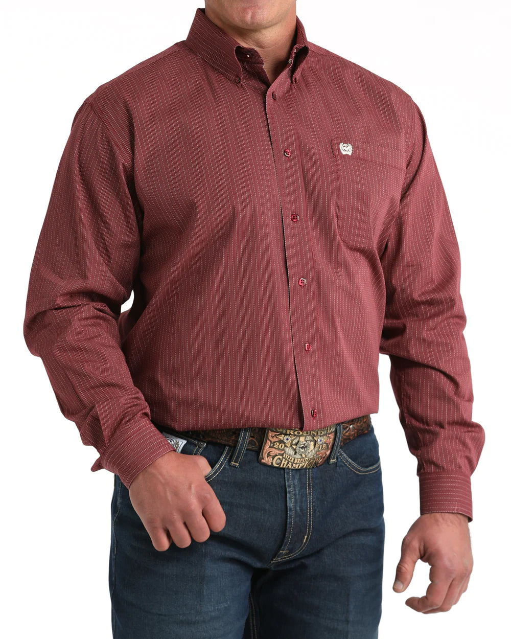 Cinch - Mens Burgundy Plain Weave Arena Shirt