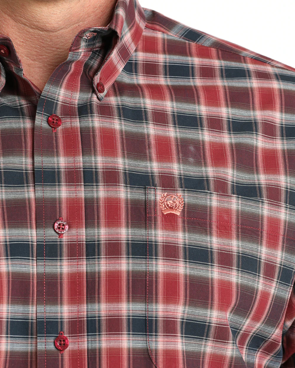 Cinch - Mens Burgundy/Black Plaid Arena Shirt