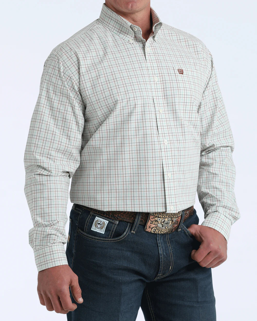 Cinch - Mens Cream Plaid Arena Shirt