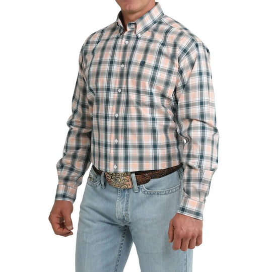 Cinch - Men’s Coral Plaid Long Sleeve Arena Shirt