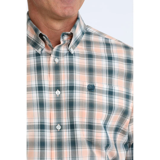 Cinch - Men’s Coral Plaid Long Sleeve Arena Shirt
