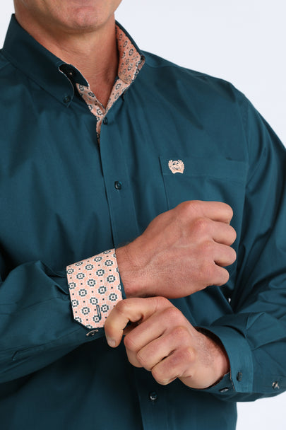 Cinch - Men’s Solid Teal Long Sleeve Arena Shirt