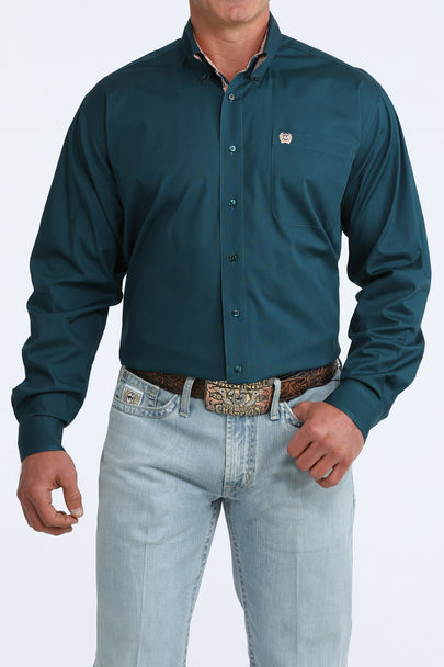 Cinch - Men’s Solid Teal Long Sleeve Arena Shirt
