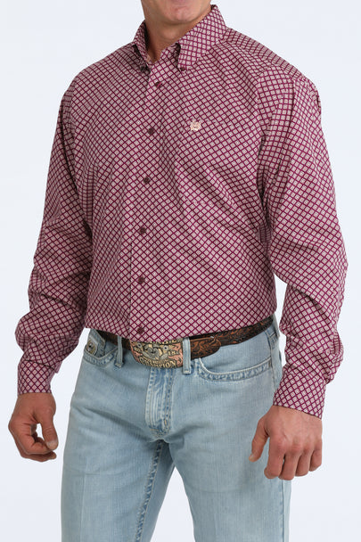 Cinch - Men’s Purple Geometric Long Sleeve Arena Shirt