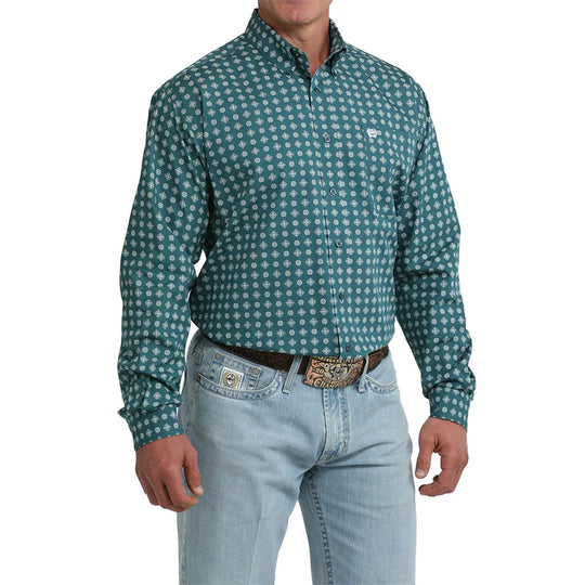 Cinch - Mens Green Gaz Geo Arena Shirt