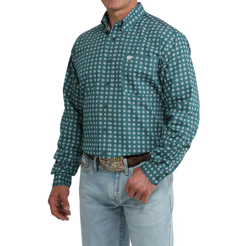 Cinch - Mens Green Gaz Geo Arena Shirt