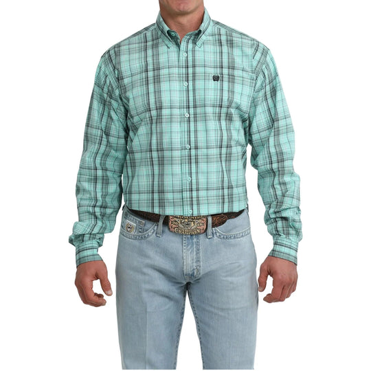 Cinch - Mens Teal Plaid Check Arena Shirt