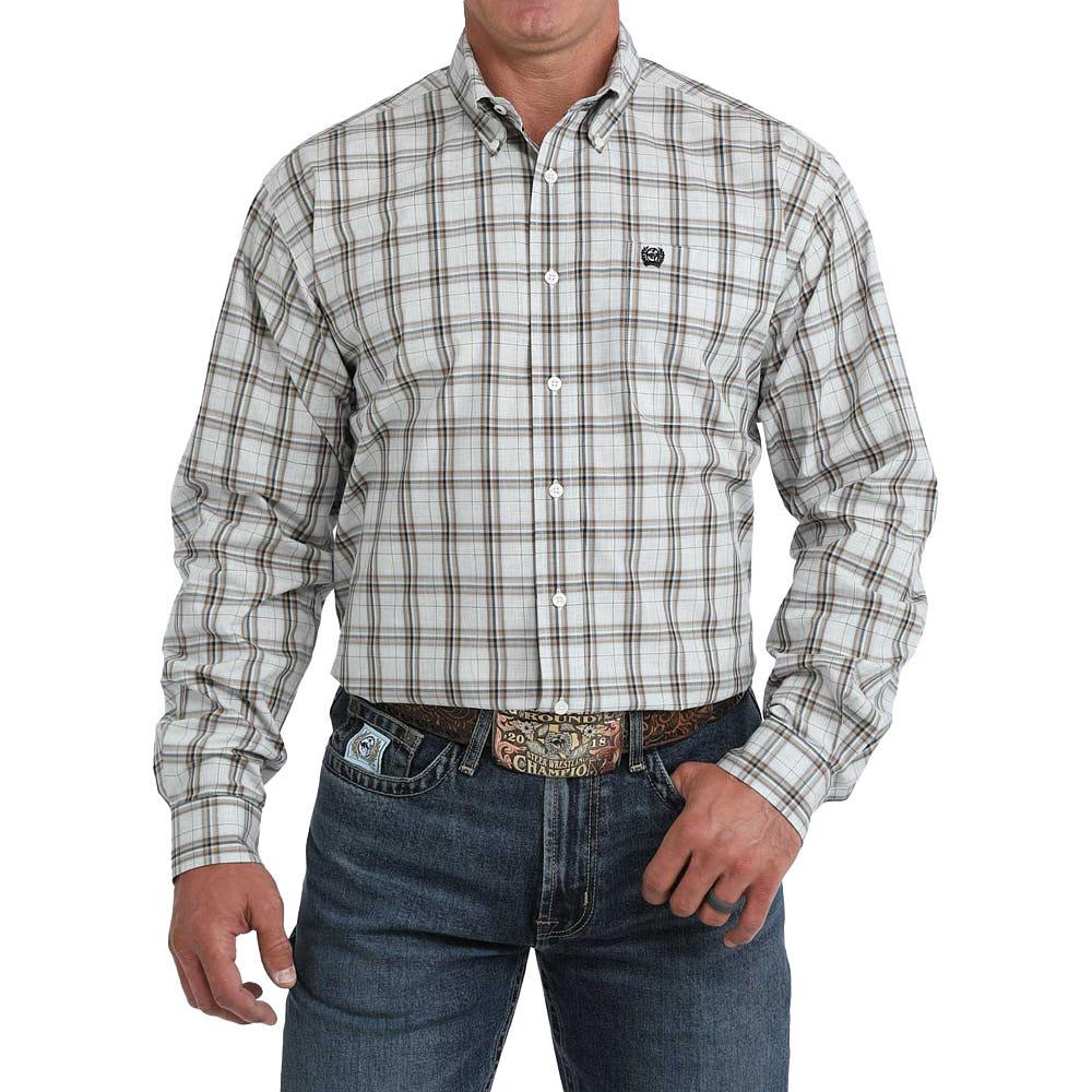 Cinch - Mens Beau Cream Plaid Arena Shirt