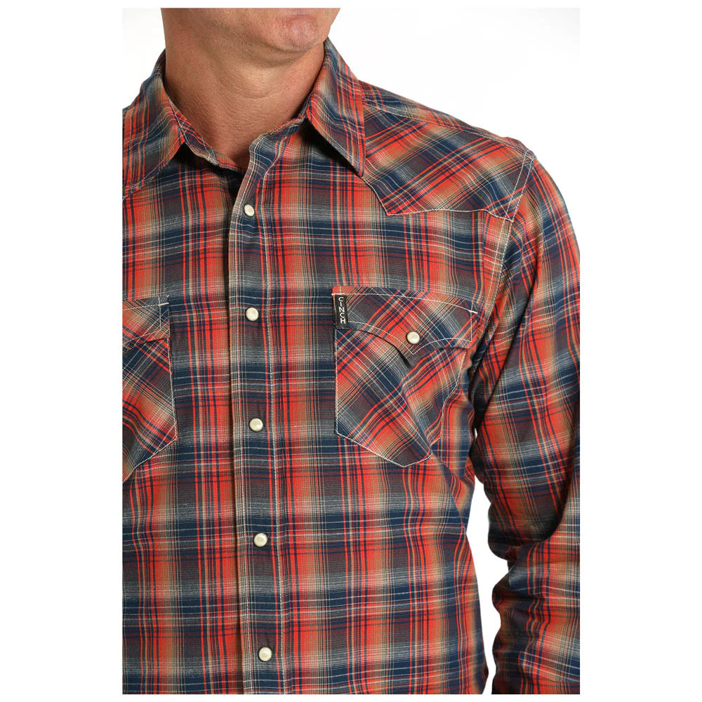 Cinch - Mens Red Plaid Modern Arena Shirt