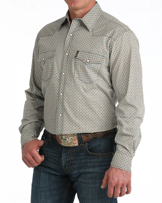 Cinch - Men's Blue/Brown Geo Modern Fit Arena Shirt