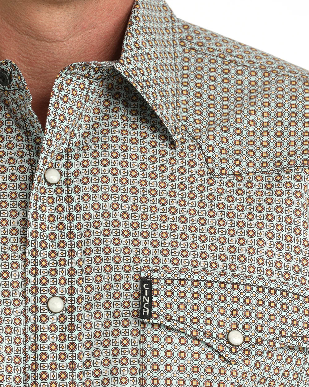 Cinch - Men's Blue/Brown Geo Modern Fit Arena Shirt