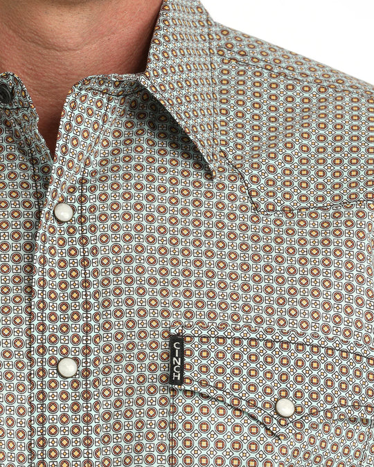 Cinch - Men's Blue/Brown Geo Modern Fit Arena Shirt