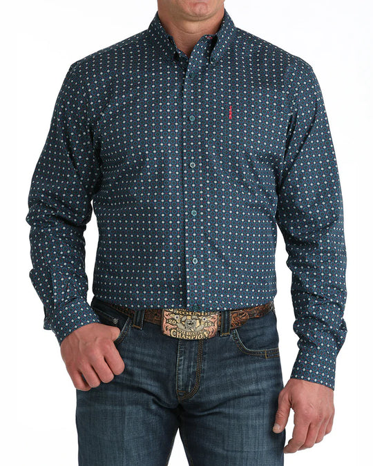 Cinch - Mens Blue/ Red Modern Fit Arena Shirt