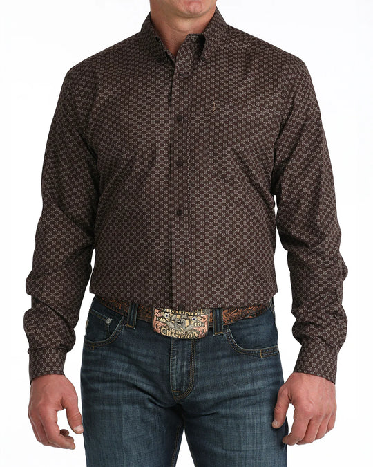 Cinch - Men's Brown Geo Modern Fit Arena Shirt