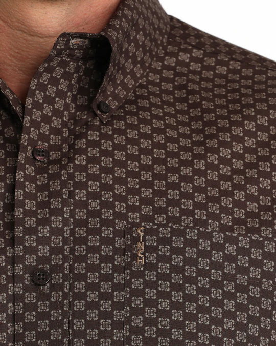 Cinch - Men's Brown Geo Modern Fit Arena Shirt