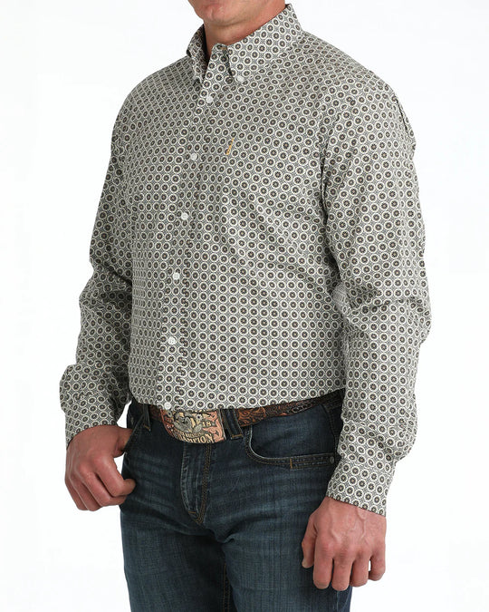 Cinch - Men's Khaki/Orange Geo Modern Fit Arena Shirt