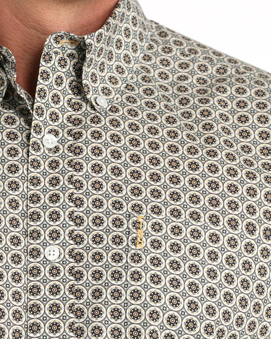 Cinch - Men's Khaki/Orange Geo Modern Fit Arena Shirt