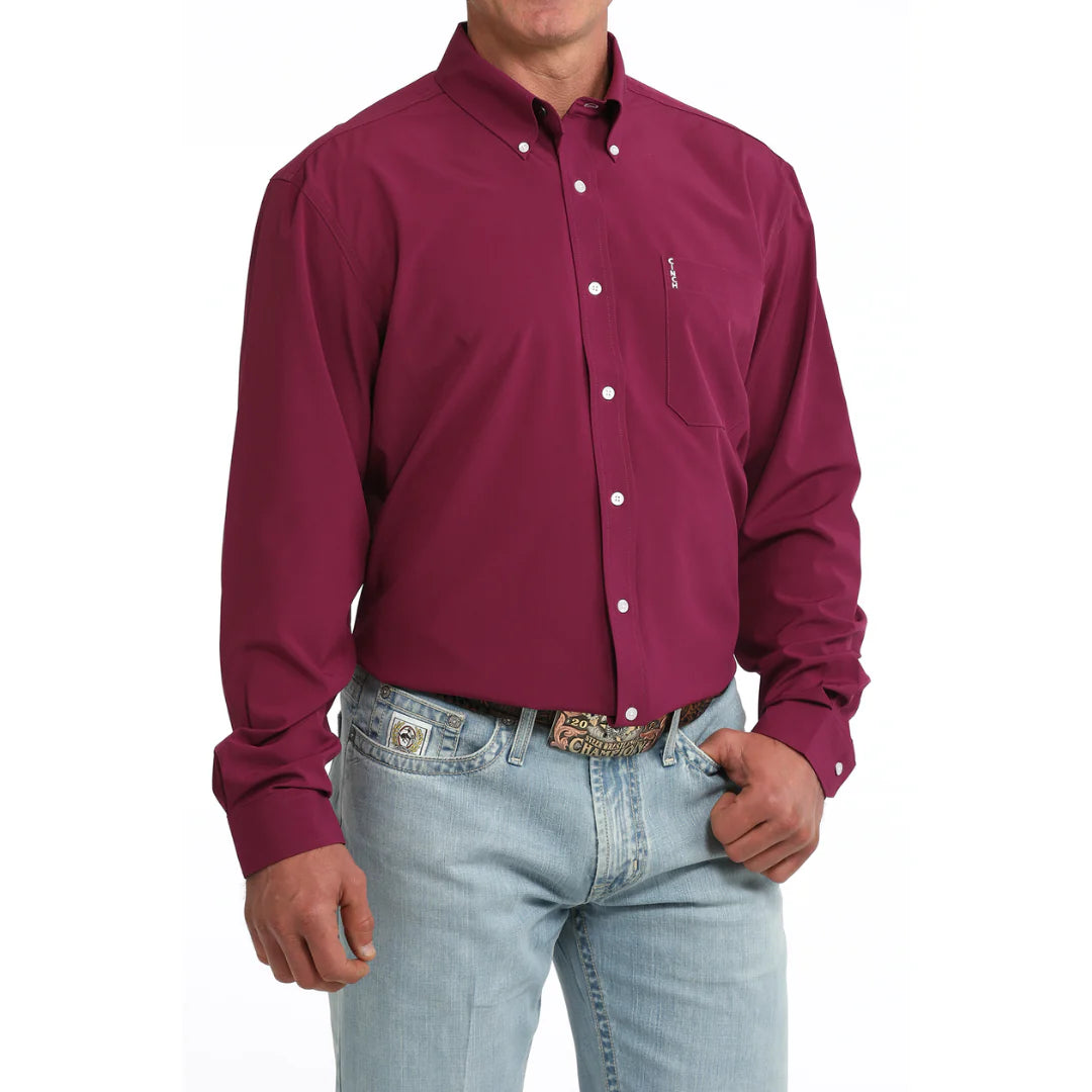 Cinch - Men’s Solid Purple Button-Down Western Shirt