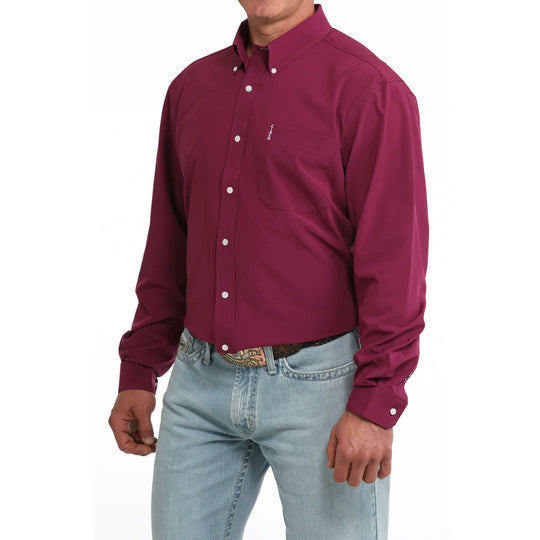 Cinch - Men’s Solid Purple Button-Down Western Shirt