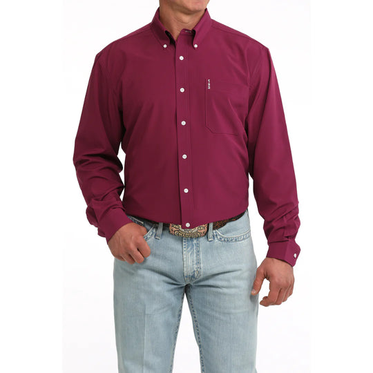 Cinch - Men’s Solid Purple Button-Down Western Shirt