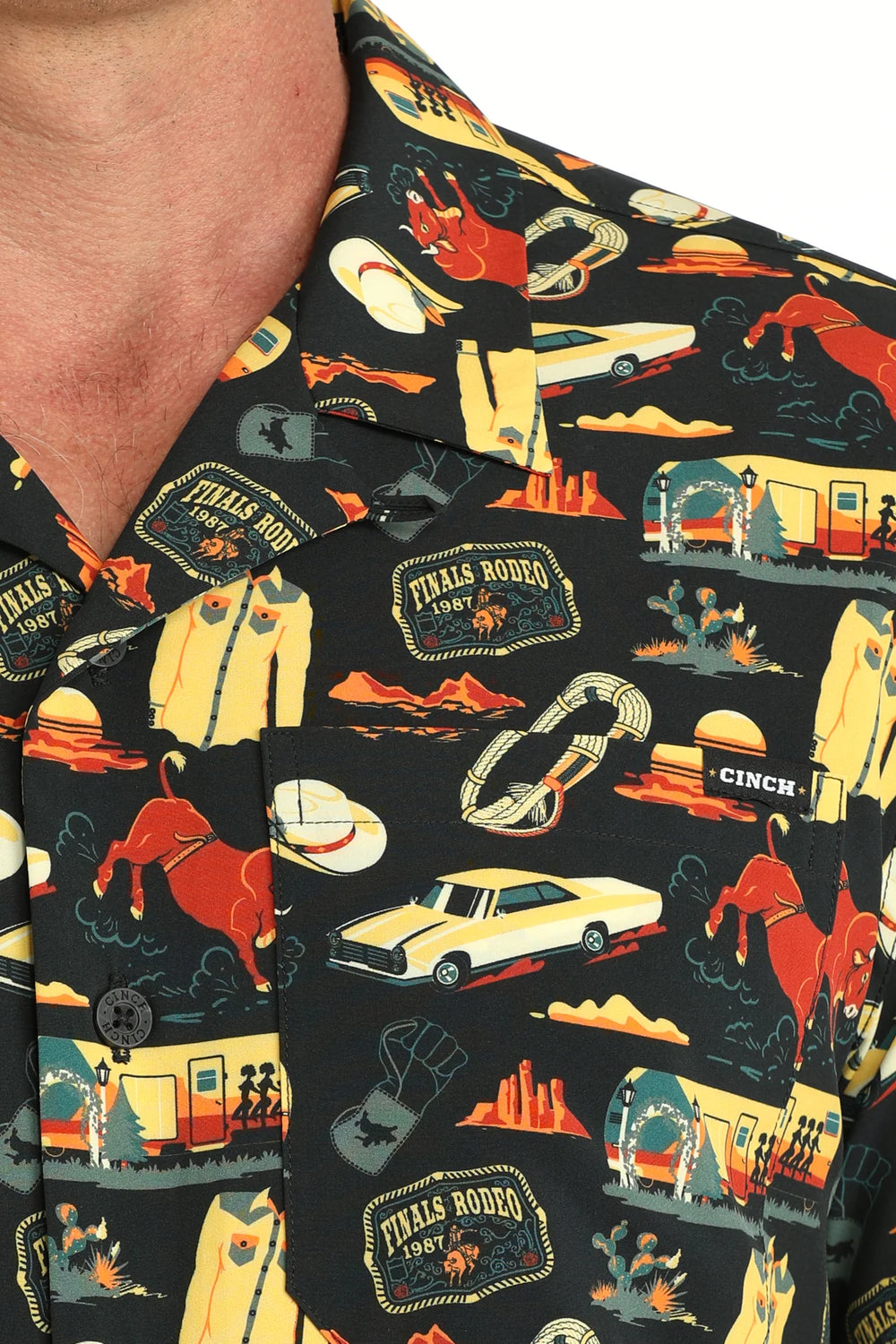 Cinch - Men's Black 1987 Camp S/S Shirt