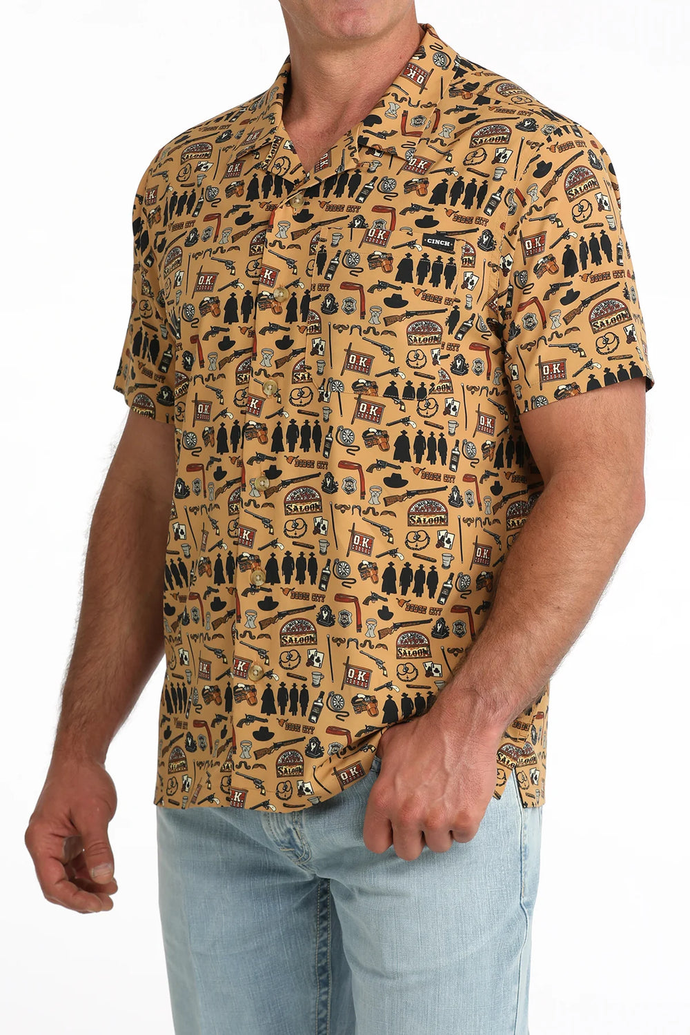 Cinch - Men's Tan Dodge City Camp S/S Shirt