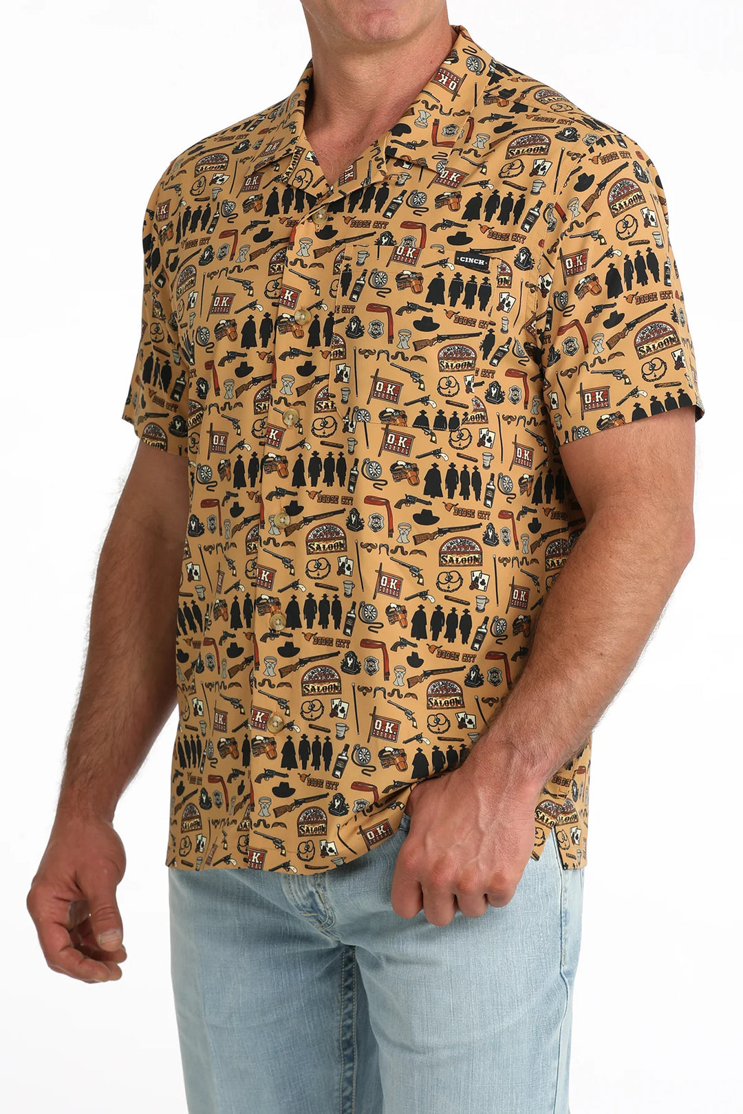 Cinch - Men's Tan Dodge City Camp S/S Shirt