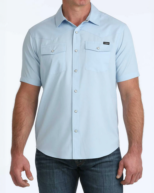 Cinch - Men's Light Blue Arena Flex Camp S/S Shirt