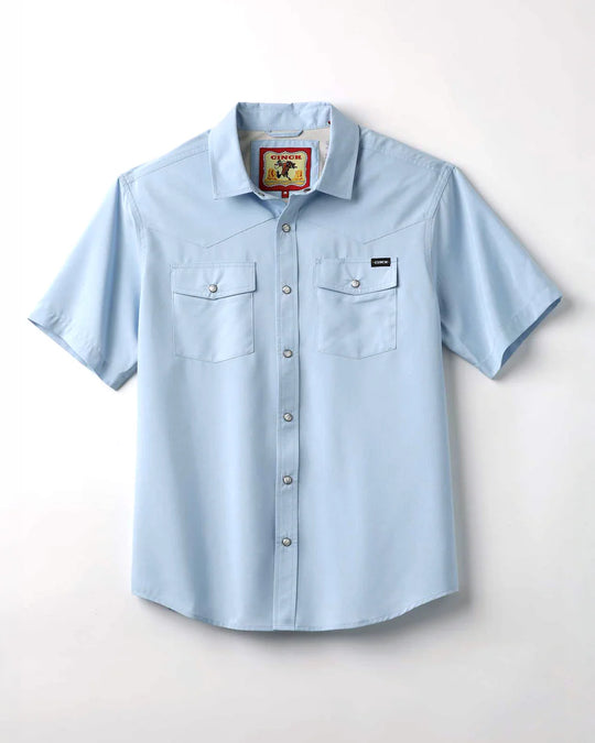 Cinch - Men's Light Blue Arena Flex Camp S/S Shirt
