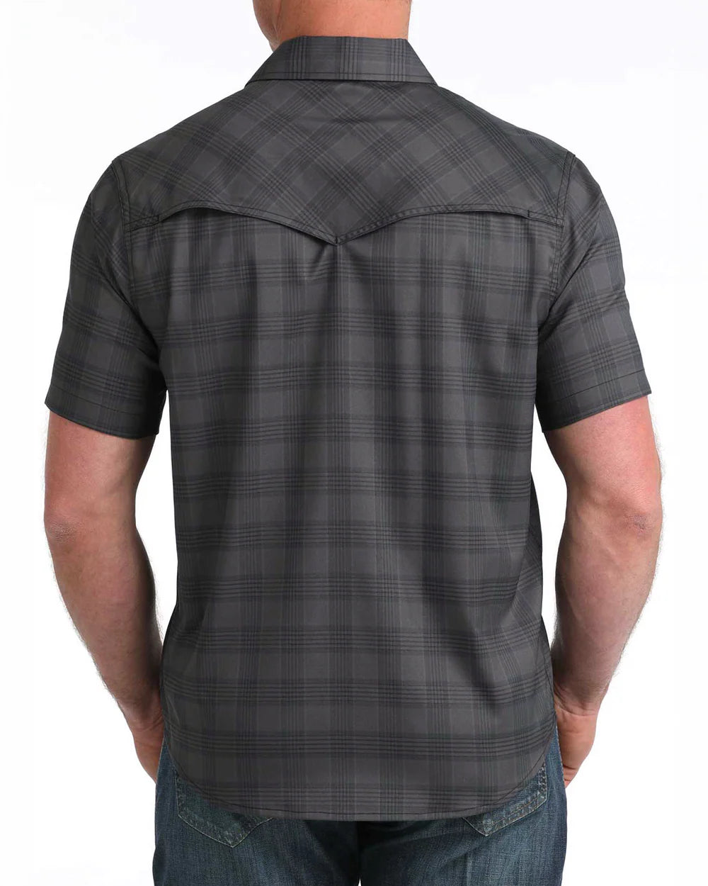 Cinch - Men's Black Plaid Arena Flex Camp S/S Shirt