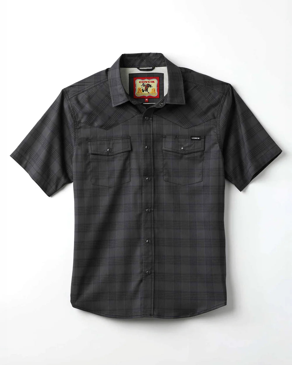 Cinch - Men's Black Plaid Arena Flex Camp S/S Shirt