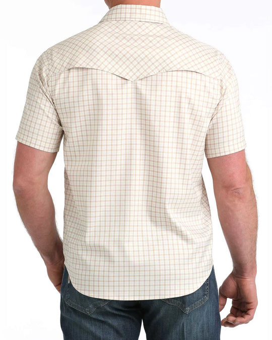 Cinch - Men's White Plaid Arena Flex Camp S/S Shirt