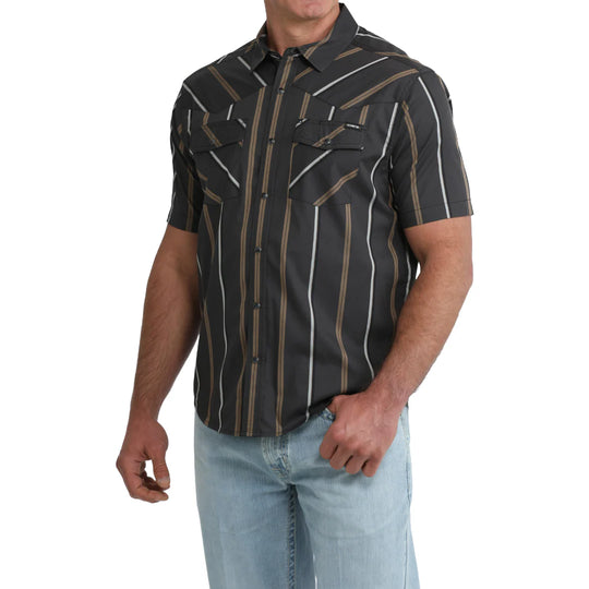 Cinch - Mens Black Stripe Camp Shirt