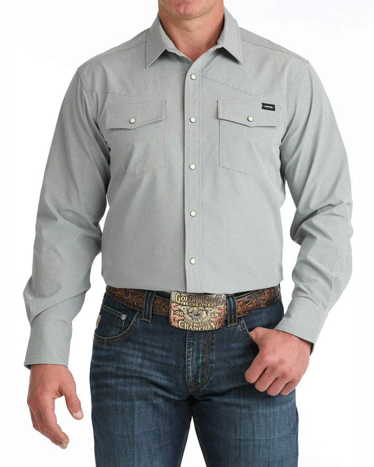 Cinch - Men's Grey Stretch Ripstop Camp Arena Shirt